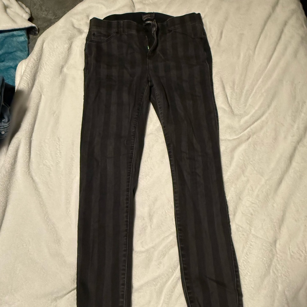 Women's Striped Black Jeans